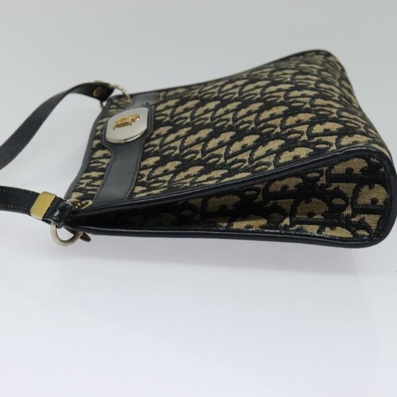 Christian Dior Trotter Canvas Shoulder Bag Navy Gold Auth 120603 - Picture 4 of 16